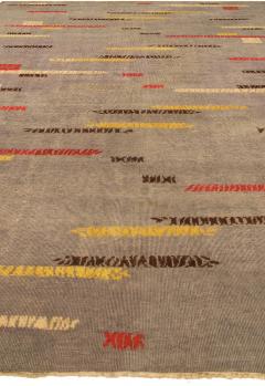 Mid 20th century Art Deco Gray Red Yellow Brown Handmade Wool Rug - 2456233