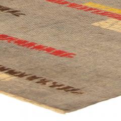 Mid 20th century Art Deco Gray Red Yellow Brown Handmade Wool Rug - 2456236