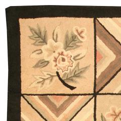 Mid 20th century Beige Brown Black Wool Handmade Hooked Rug - 2441537