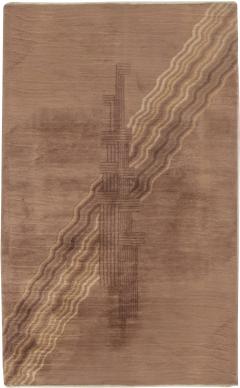 Mid 20th century Chinese Art Deco Handmade Wool Rug in Brown Shades - 2452572