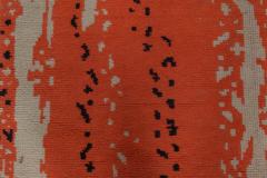 Mid 20th century French Art Deco Design Beige Black Orange Handmade Wool Rug - 2456479