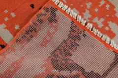 Mid 20th century French Art Deco Design Beige Black Orange Handmade Wool Rug - 2456480