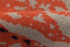 Mid 20th century French Art Deco Design Beige Black Orange Handmade Wool Rug - 2456481