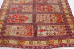 Mid 20th century Khotan Samarkand Purple Red and Yellow Handmade Wool Rug - 2455777