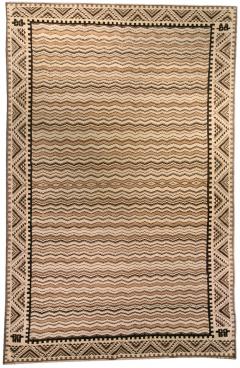 Mid 20th century Moroccan Beige Brown and Black Handmade Wool Rug - 2453232
