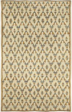 Mid 20th century Moroccan Geometric Beige Orange Handmade Wool Rug - 2453289