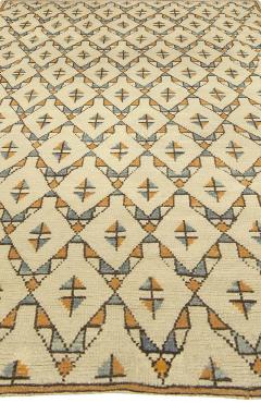 Mid 20th century Moroccan Geometric Beige Orange Handmade Wool Rug - 2453290