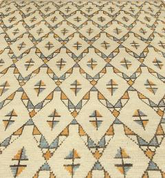 Mid 20th century Moroccan Geometric Beige Orange Handmade Wool Rug - 2453291