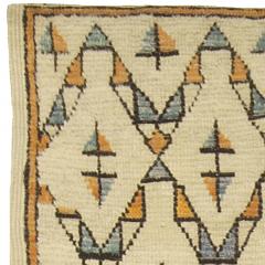 Mid 20th century Moroccan Geometric Beige Orange Handmade Wool Rug - 2453292
