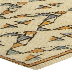 Mid 20th century Moroccan Geometric Beige Orange Handmade Wool Rug - 2453293