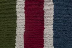 Mid 20th century Moroccan Red Green Yellow and Navy Blue Handmade Wool Rug - 2453262
