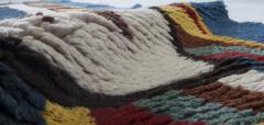 Mid 20th century Moroccan Red Green Yellow and Navy Blue Handmade Wool Rug - 2453264