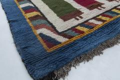 Mid 20th century Moroccan Red Green Yellow and Navy Blue Handmade Wool Rug - 2453265