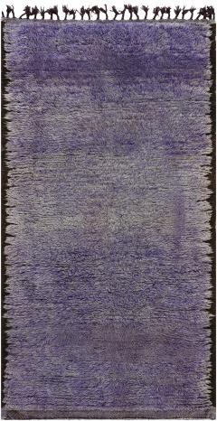 Mid 20th century Moroccan Solid Purple Handwoven Wool Rug - 2441944
