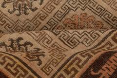 Mid 20th century Samarkand Beige Brown and Orange Handmade Wool Rug - 2457128