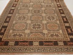 Mid 20th century Samarkand Beige Brown and Orange Handmade Wool Rug - 2457131