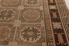 Mid 20th century Samarkand Beige Brown and Orange Handmade Wool Rug - 2457132