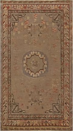 Mid 20th century Samarkand Brown Orange Purple Handmade Wool Rug - 2456449