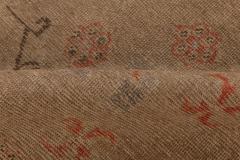 Mid 20th century Samarkand Brown Orange Purple Handmade Wool Rug - 2456462