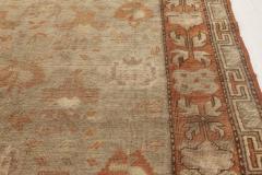 Mid 20th century Samarkand Green and Orange Handmade Wool Rug - 2457143