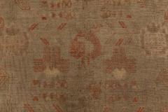 Mid 20th century Samarkand Green and Orange Handmade Wool Rug - 2457144