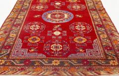 Mid 20th century Samarkand Red Blue Handmade Wool Rug - 2441627