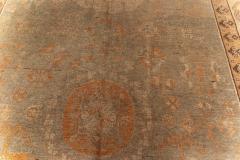 Mid 20th century Samarkand Sandy Beige Brown Hand Knotted Wool Rug - 2457079