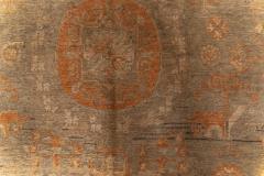 Mid 20th century Samarkand Sandy Beige Brown Hand Knotted Wool Rug - 2457080