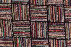 Mid 20th century Striped American Hooked Tile Rug - 3875928