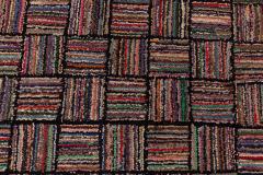 Mid 20th century Striped American Hooked Tile Rug - 3875962