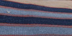 Mid 20th century Striped Navy Blue with Apricot Yellow Indian Dhurrie Rug - 2441421