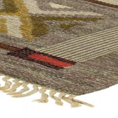 Mid 20th century Swedish Geometric Brown Gray Green Flat Weave Wool Rug - 2439748