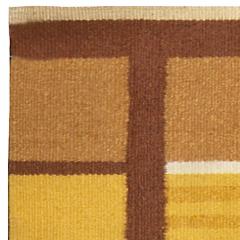 Mid 20th century Swedish Yellow Brown and White Handwoven Wool Rug - 2439856