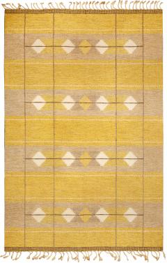 Mid 20th century Swedish Yellow Flat Weave Wool Rug - 2439915