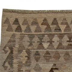 Mid 20th century Turkish Geometric Deep Brown Beige Kilim Wool Rug - 2457262