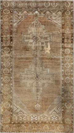 Mid 20th century Turkish Oushak Beige Brown Handmade Wool Rug - 2456921