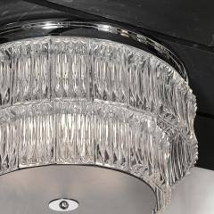 Mid Century 2 Tier Transparent Murano Glass Flush Mount w Smoked Glass Diffuser - 4142461