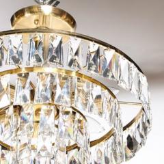 Mid Century 3 Tier Faceted Cut Crystal Chandelier in Brass w Glass Rod Detail - 4490011