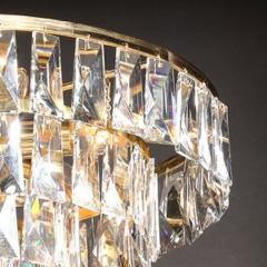 Mid Century 3 Tier Faceted Cut Crystal Chandelier in Brass w Glass Rod Detail - 4490017