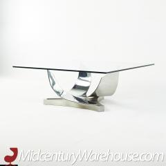 Mid Century Abstract Chrome and Glass Coffee Table - 2569747