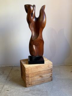 Mid Century Abstract Figural Wood Sculpture on Stand - 4569168