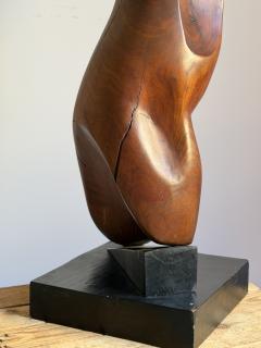 Mid Century Abstract Figural Wood Sculpture on Stand - 4569172