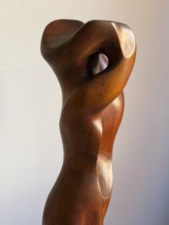 Mid Century Abstract Figural Wood Sculpture on Stand - 4569174