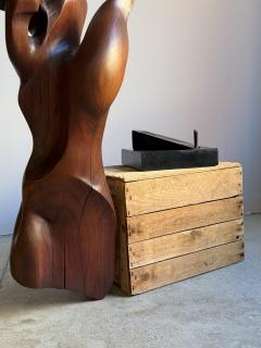 Mid Century Abstract Figural Wood Sculpture on Stand - 4569176