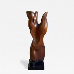 Mid Century Abstract Figural Wood Sculpture on Stand - 4585007
