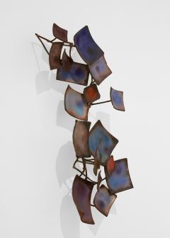 Mid Century Abstract Metal and Enamel Wall Sculpture - 3892937