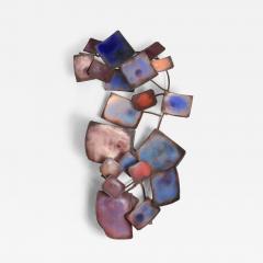 Mid Century Abstract Metal and Enamel Wall Sculpture - 3893738