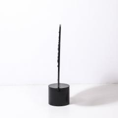 Mid Century Abstract Smoked Glass Frosted Detailed Disc Sculpture signed T Saul - 4377176