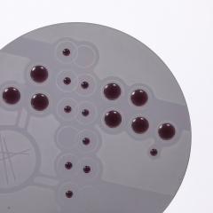 Mid Century Abstract Smoked Glass Frosted Detailed Disc Sculpture signed T Saul - 4377184