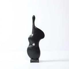 Mid Century Abstracted Guitar Sculpture in Black Enamel Bronze on Marble Base - 4465866